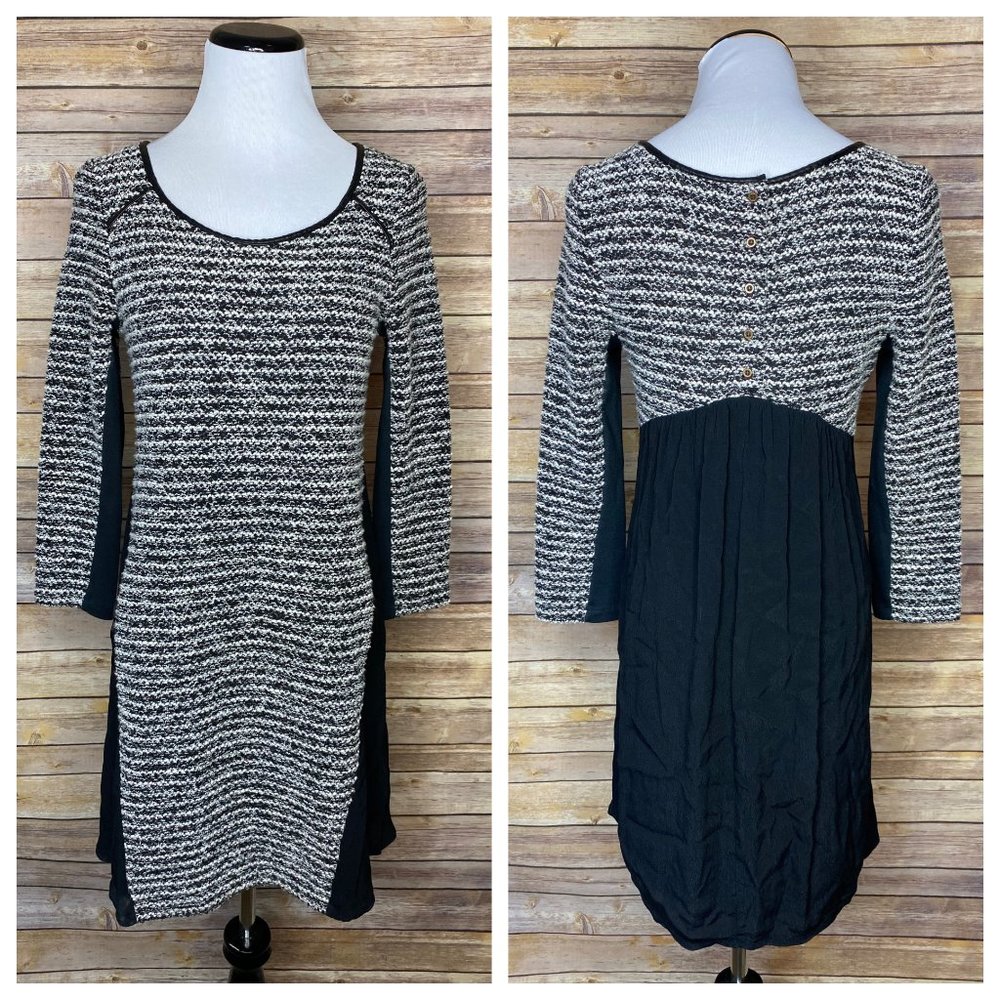 Anthropologie Maeve Contrast Panel Tweed Dress